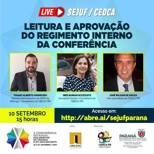 Live reúne delegados para leitura e aprovação do regimento da X Conferência da Criança e do Adolescente