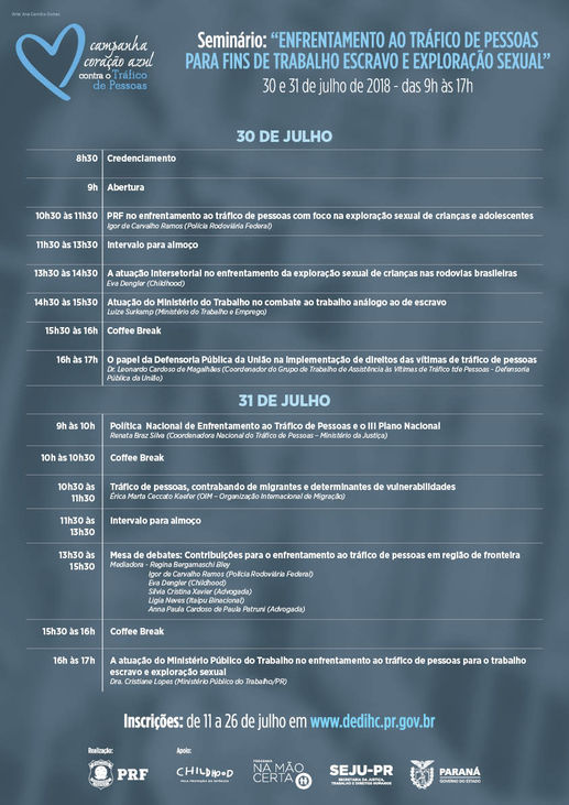 Programação PRF Seminário Tráfico de Pessoas