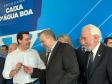 Governador Ratinho Júnior, o secretário Ney Leprevost e o vice-governador Darci Piana assinam a ampliação do programa Caixa d'Àgua