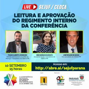 Live reúne delegados para leitura e aprovação do regimento da X Conferência da Criança e do Adolescente