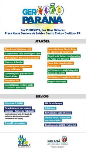 Geração Paraná oferece atrações gratuitas para os jovens neste sábado