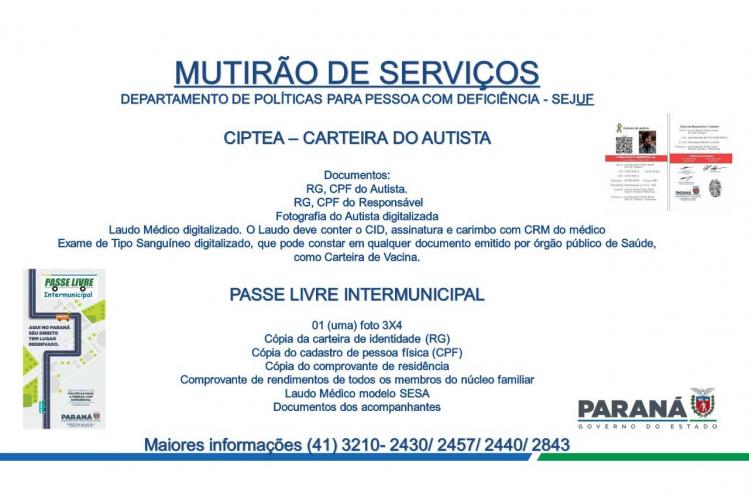 Paraná promove nesta segunda-feira mutirão de serviços para pessoas com deficiência