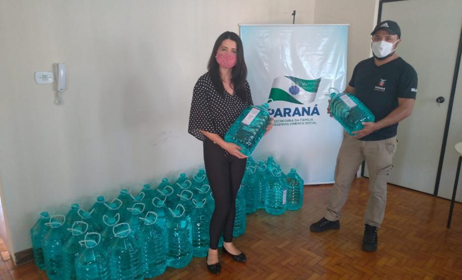Secretaria da Justiça distribui álcool glicerinado 70% para 212 municípios da região Norte do Paraná
