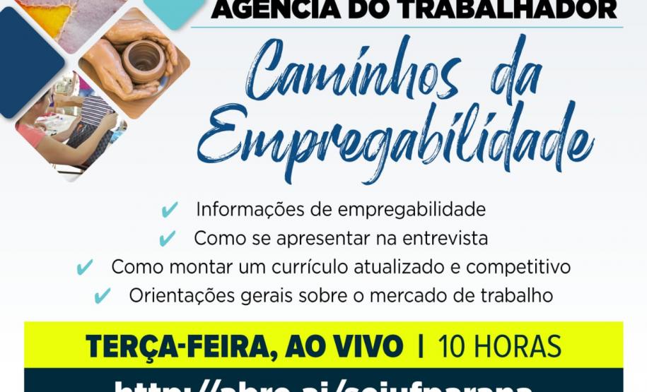 Agência do Trabalhador de Curitiba promove live sobre empregabilidade