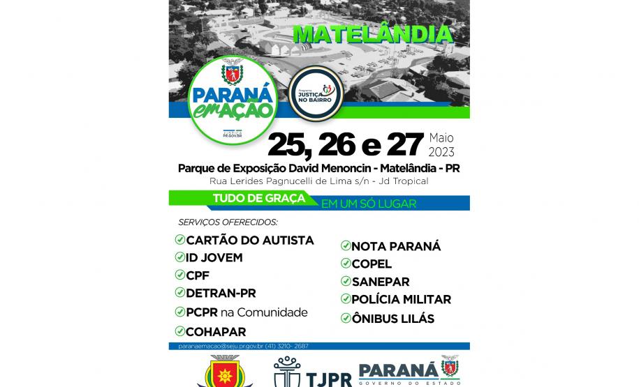 Matelândia recebe nesta semana a feira de serviços Paraná em Ação e o programa Justiça no Bairro